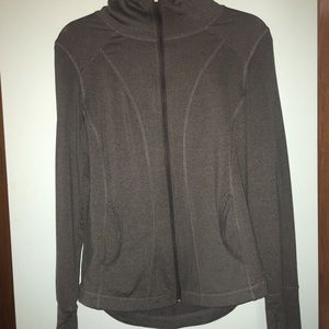 grey running jacket